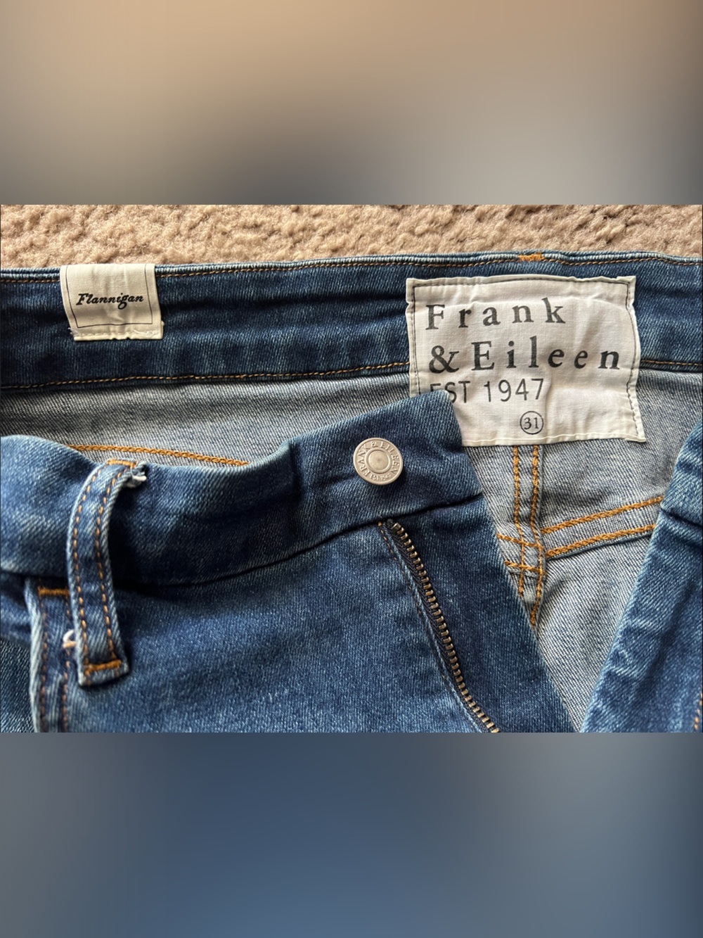 Frank & Eileen Flannigan Flare Jeans with Raw Hem Sz 31 Made In USA - Picture 5 of 9